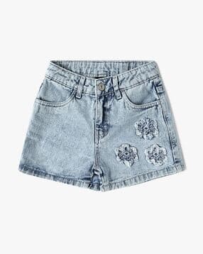 yousta Girls Floral Applique Denim Shorts-picture-26