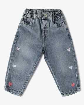 Girls Lightly Washed Barrel Jeans-image-3