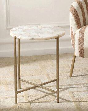 living shapes Jenedo Marble Accent Table with Iron-picture-19