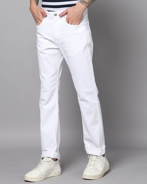 Men Slim Mid Rise Blue Jeans