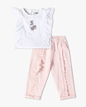 inf frendz Girls Schiffli Embroidered Top & Pants Set-picture-43
