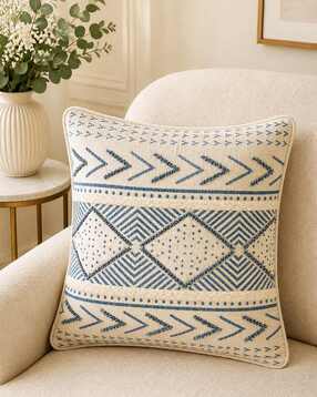 portico new york signature Ethnic Print Cotton Cushion Cover 15" x 15"-picture-29