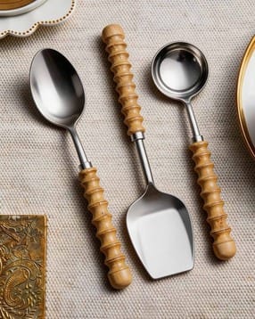 vareesha Pack of 3 Rope Turn Spoon Set for Dining Table-picture-35