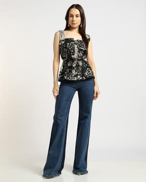 svrnaa by azorte Handblock Printed Cotton Dobby Kaftan Top-picture-36