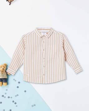 Striped Regular Fit Shirt with Patch Pocket-image-5