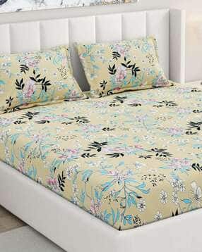 rivermoor 120 TC Floral Print Double Bedsheet with Pillow Covers-picture-45