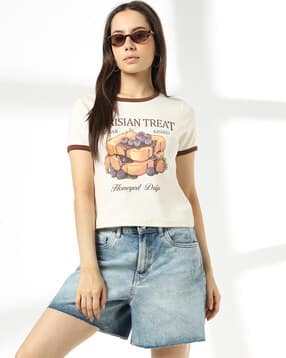 rio Women Graphic Print Slim Fit Crew-Neck T-Shirt-picture-21
