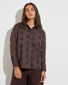 styli Women Embroidered Spread-Collar Shirt-picture-31