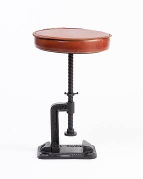 Masque Leather Stool with Iron-image-1