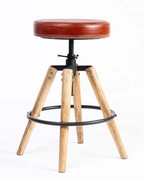 living shapes Wooden Carmen Leather Stool with Iron-picture-32