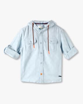 point cove Boys Relaxed Fit Hooded Shirt with Flap Pockets-picture-20