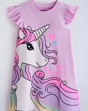 hopscotch Unicorn Ruffed Cotton Dress-picture-11