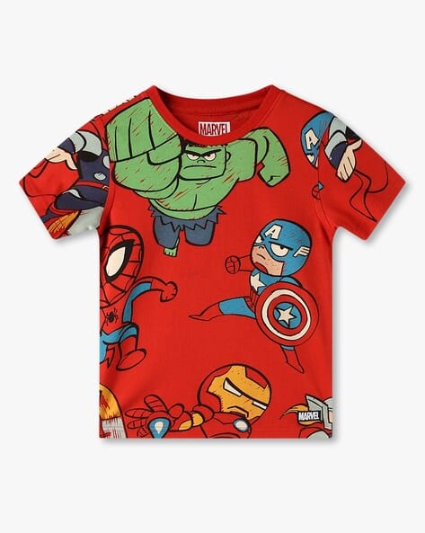 KB TEAM SPIRIT Boys Avengers Print Tailored Fit T-Shirt deal from ajio KB TEAM SPIRIT Boys Avengers Print Tailored Fit T-Shirt deal from ajio