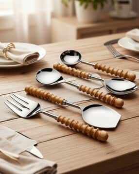 vareesha Pack of 5 Rope Turn Spoon Set for Dining Table-picture-21