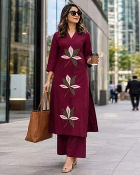 berrylicious Embroidered Straight Kurta & Palazzos Set-picture-51