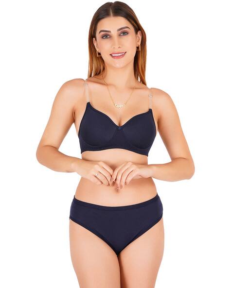 Liigne Padded Bra & Panties Set with Transparent Strap