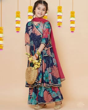 janashree fashion Girls Floral Print 3-Piece Straight Kurta Set-picture-23