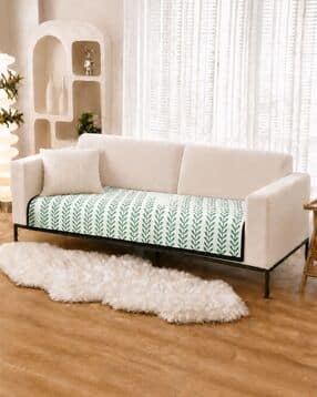 cortina eyelet curtain Leaf Print Anti Slip 3 Seater Sofa Cover-picture-12