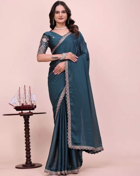 Indie Picks Embroidered Satin Saree