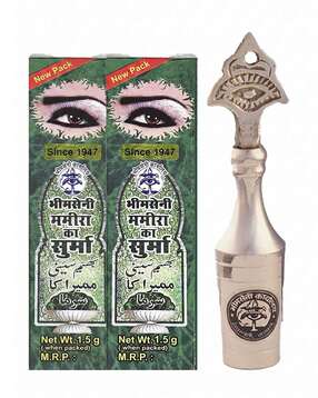 bhimseni karyalay Mamira Surma with Decorative Eye Design Brass Metal Surmedani-picture-47