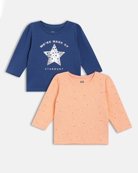 mini klub Girls Pack of 2 Printed Round-Neck T-Shirts-picture-50
