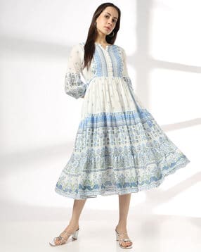 fusion Women Floral Print Tiered Dress-picture-53