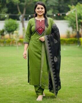 bharvita Women Printed 3-Piece Straight Kurta Set-picture-18