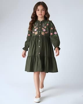 bella moda Girls Embroidery Fit and Flare Dress-picture-14
