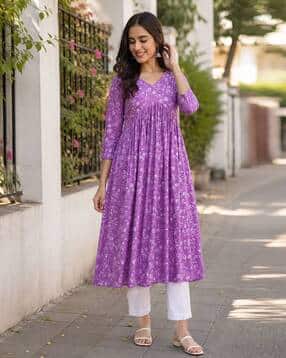 fabclub Women Floral Print V-Neck Anarkali Kurta-picture-46