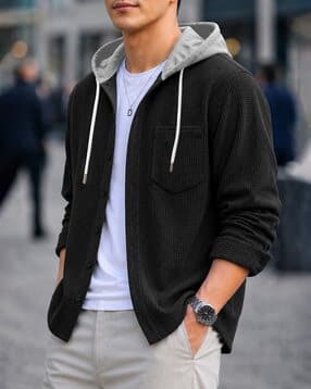 eyebogler Men Relaxed Fit Hooded Shirt-picture-37