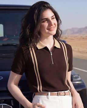 buda jeans co Women Striped Regular Fit Polo T-Shirt-picture-30