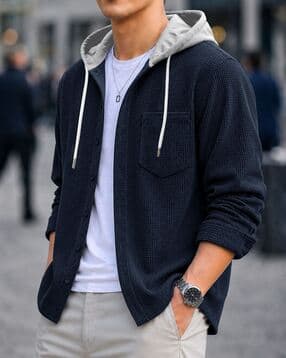 eyebogler Men Relaxed Fit Hooded Shirt-picture-26