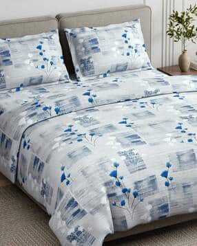 haus & kinder 150 TC Floral Print Double Bedsheet with Pillow Covers-picture-15