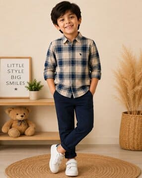 fastdeal x ag Boys Checked Shirt & Pants Set-picture-23