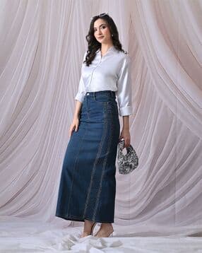 hencemade Women Embellished Maxi Straight Skirt-picture-33
