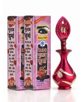 bhimseni karyalay Gulab Surma with Decorative Pink Design Brass Metal Surmedani-picture-30