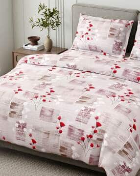 haus & kinder 150 TC Floral Print Double Bedsheet with Pillow Covers-picture-16