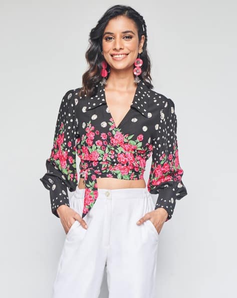Global Desi Women Floral Print Crop Top