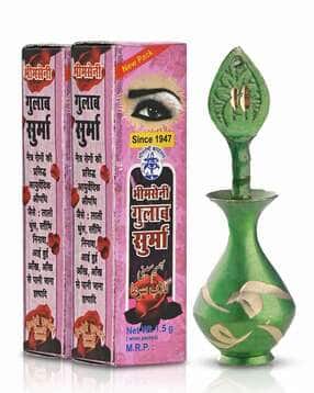 Gulab Surma with Decorative Green Design Brass Metal Surmedani-image-9