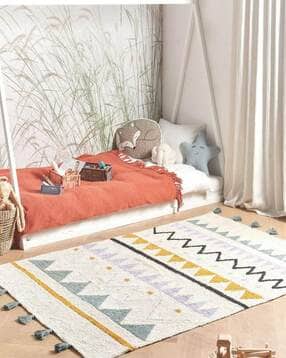 bungalow & beyond Zig Zag Print Cotton Tufted Floor Rugs for Kids 5X7 ft-picture-49