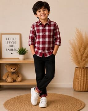 fastdeal x ag Boys Checked Shirt & Pants Set-picture-11