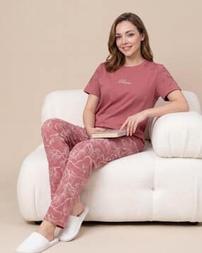 sweet dreams Women Floral Print 2-Piece T-Shirt & Pyjamas Set-picture-15