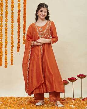 janashree fashion Girls Embroidered 3-Piece Kurta Set-picture-12