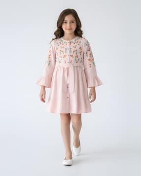 bella moda Girls Embroidery Fit and Flare Dress-picture-12