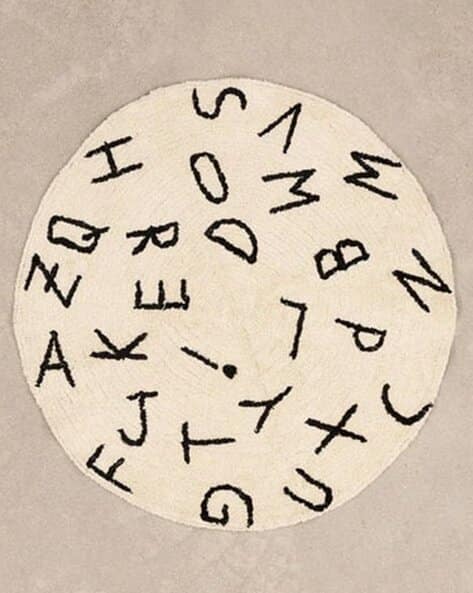 BUNGALOW & BEYOND Alphabet Print Round Tufted Playful Rug For Kids 5 ft