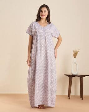 nightspree Women Floral Print Round-Neck Nightie-picture-26