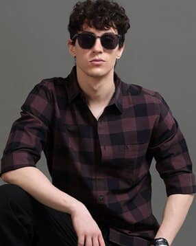 british club Men Oxford Checked Slim Fit Shirt-picture-20