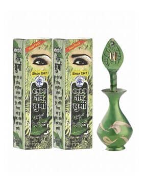 bhimseni karyalay Neem Surma with Decorative Design Brass Metal Surmedani-picture-20