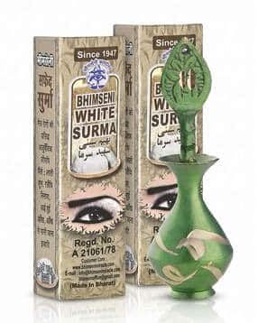 bhimseni karyalay White Surma with Decorative Design Brass Metal Surmedani-picture-14