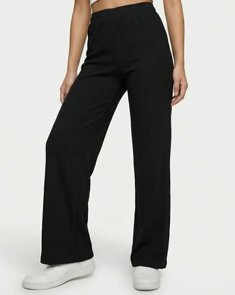 Buda Jeans Co Women Ribbed Relaxed Fit Flat-Front Trousers